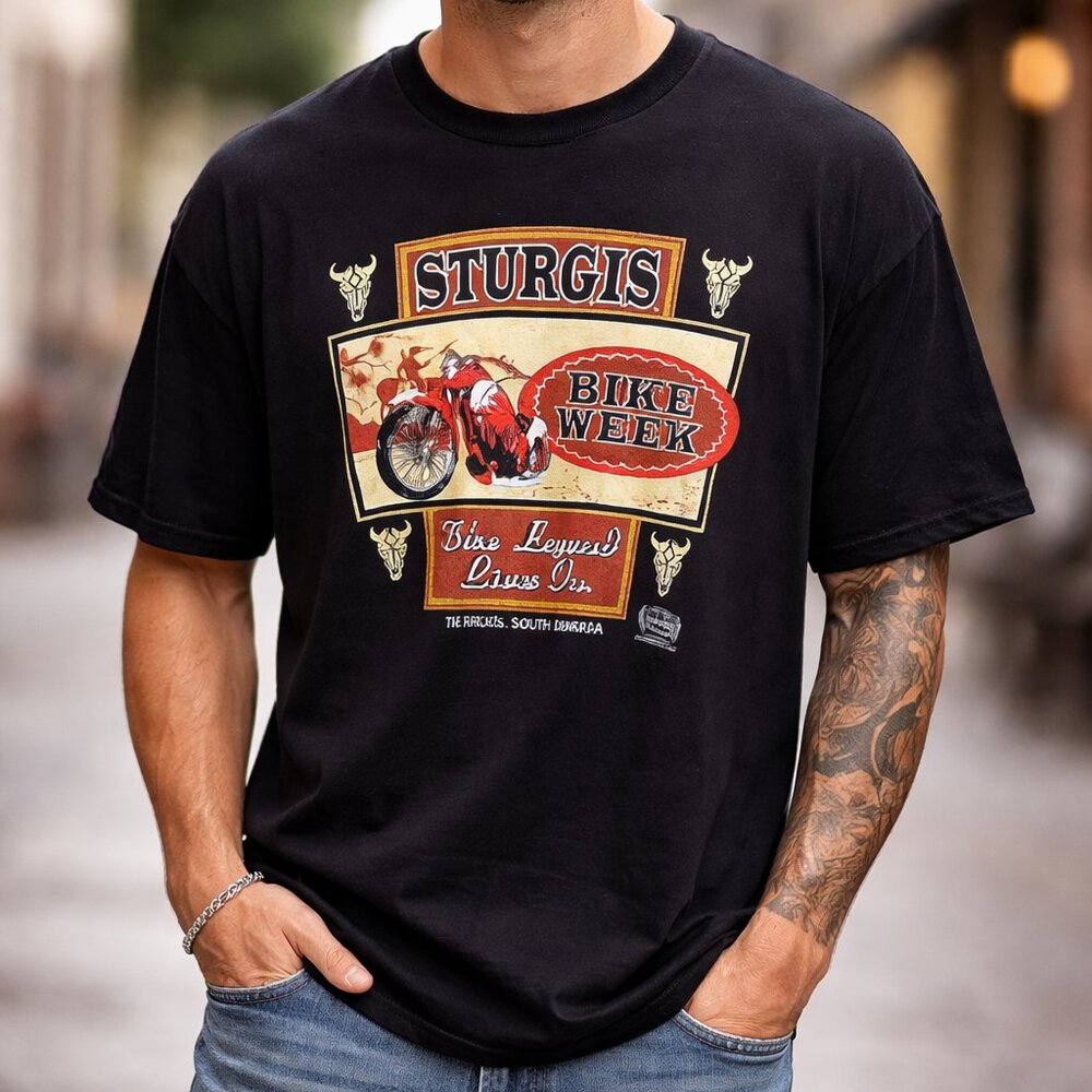 Sturgis Bike Week Graphic Tee Delta Pro Weight Black Motorcycle Shirt Large